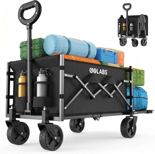 81MUmwWGsPL._AC_SL1500_.jpg Collapsible Wagon Cart Max 350lb Load & Expandable Storage 100L